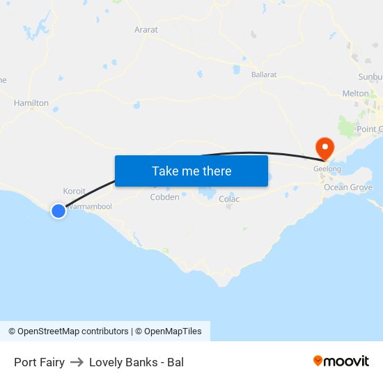 Port Fairy to Lovely Banks - Bal map