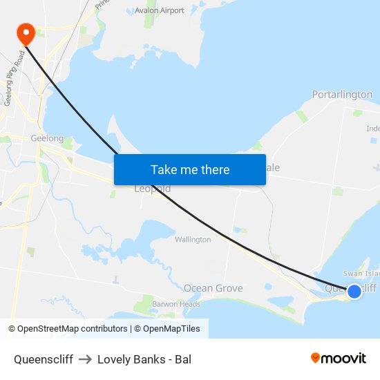 Queenscliff to Lovely Banks - Bal map
