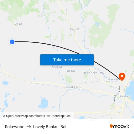 Rokewood to Lovely Banks - Bal map