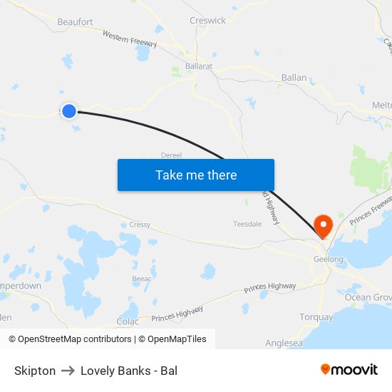 Skipton to Lovely Banks - Bal map