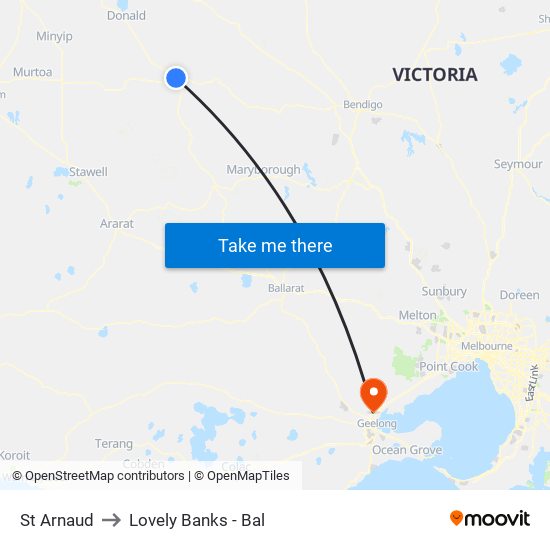 St Arnaud to Lovely Banks - Bal map