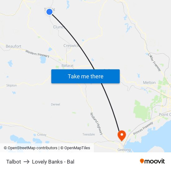 Talbot to Lovely Banks - Bal map