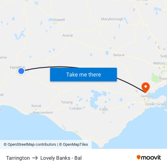 Tarrington to Lovely Banks - Bal map