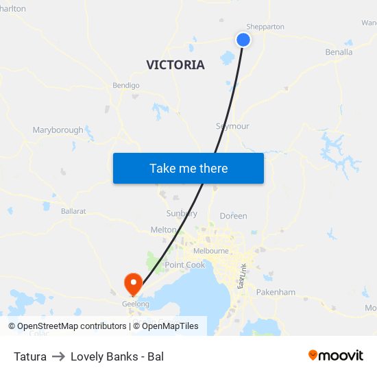 Tatura to Lovely Banks - Bal map