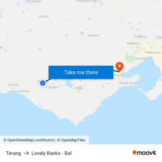 Terang to Lovely Banks - Bal map