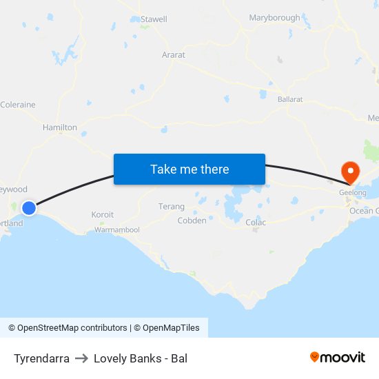 Tyrendarra to Lovely Banks - Bal map