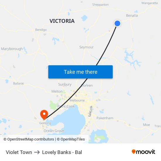 Violet Town to Lovely Banks - Bal map