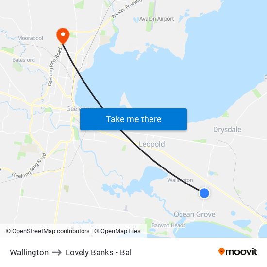 Wallington to Lovely Banks - Bal map