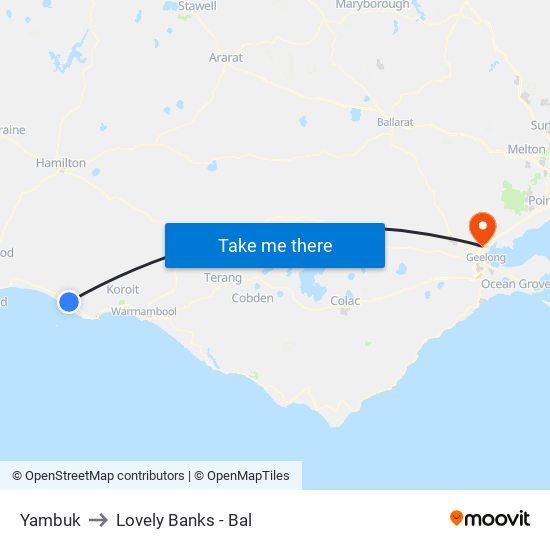 Yambuk to Lovely Banks - Bal map