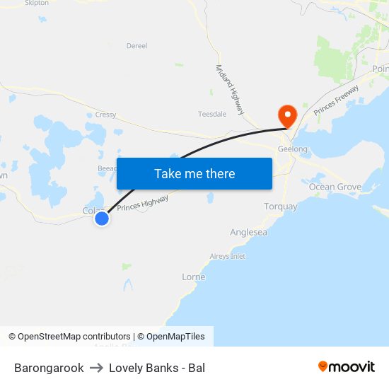 Barongarook to Lovely Banks - Bal map