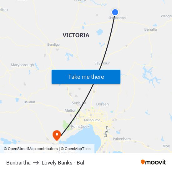 Bunbartha to Lovely Banks - Bal map