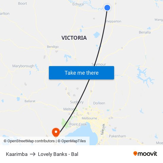 Kaarimba to Lovely Banks - Bal map