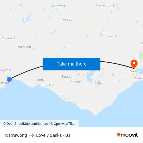 Narrawong to Lovely Banks - Bal map