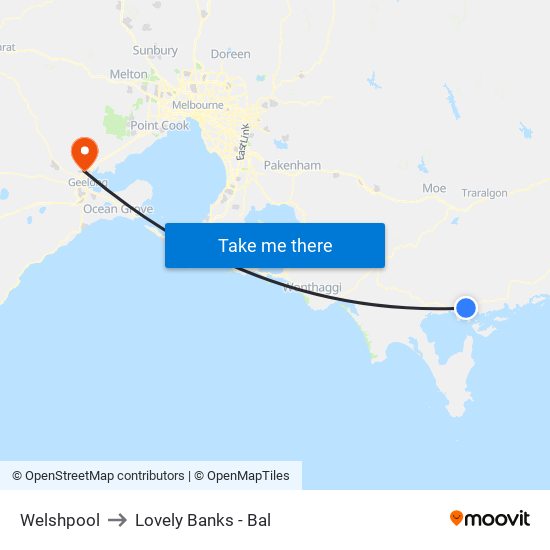 Welshpool to Lovely Banks - Bal map