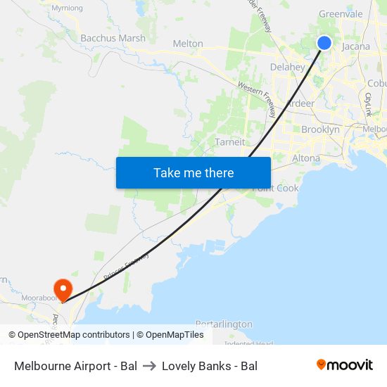 Melbourne Airport - Bal to Lovely Banks - Bal map