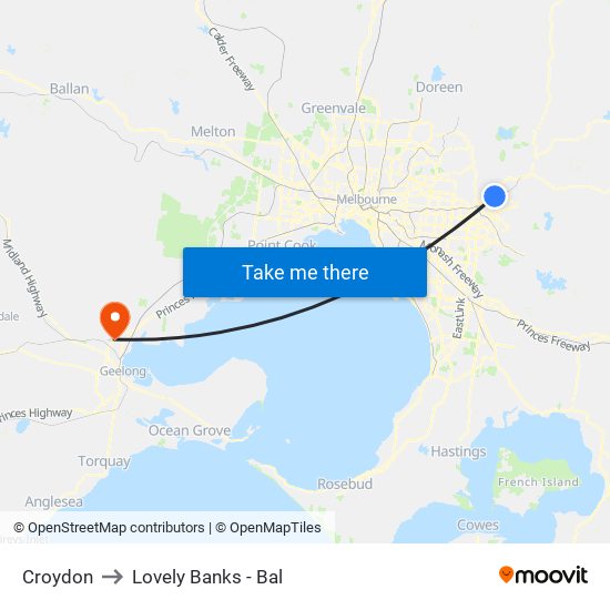 Croydon to Lovely Banks - Bal map