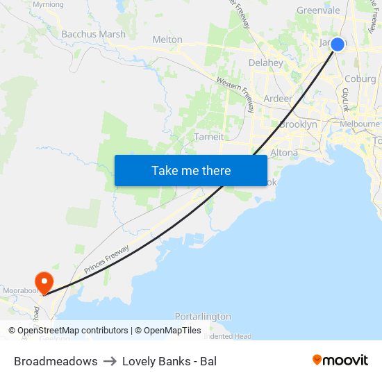 Broadmeadows to Lovely Banks - Bal map