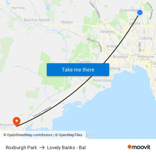 Roxburgh Park to Lovely Banks - Bal map