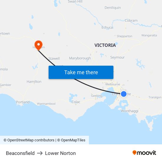 Beaconsfield to Lower Norton map