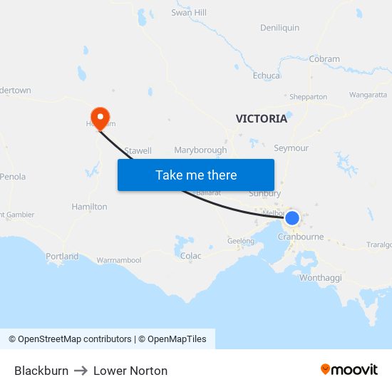 Blackburn to Lower Norton map