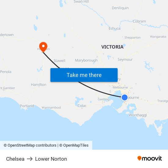 Chelsea to Lower Norton map