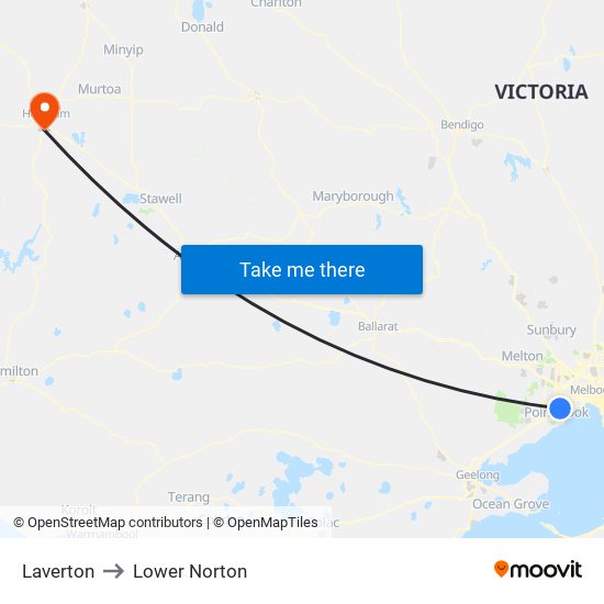 Laverton to Lower Norton map