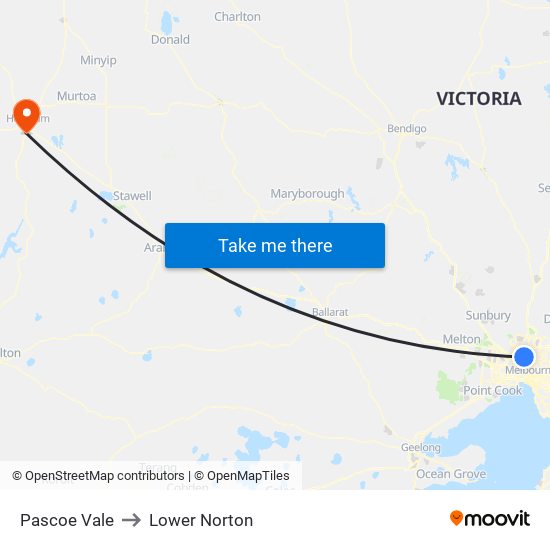 Pascoe Vale to Lower Norton map