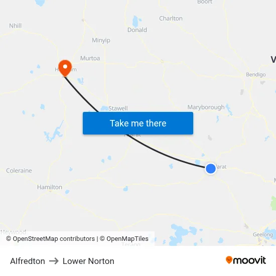 Alfredton to Lower Norton map