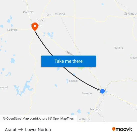 Ararat to Lower Norton map