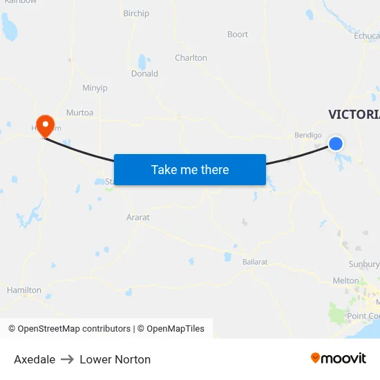 Axedale to Lower Norton map
