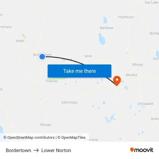 Bordertown to Lower Norton map
