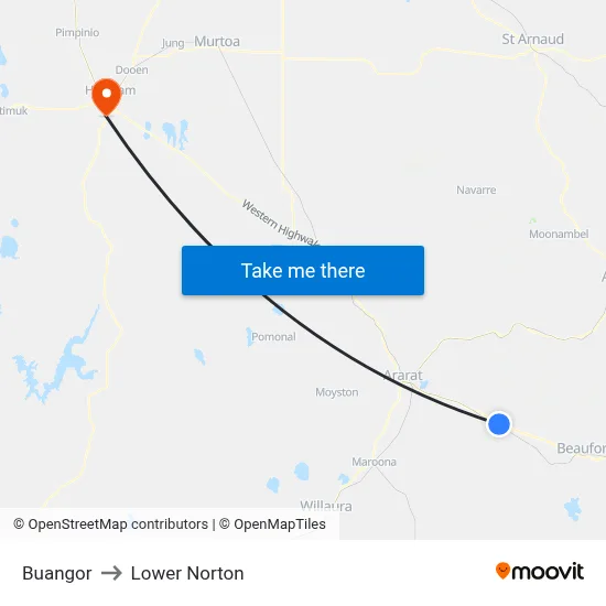 Buangor to Lower Norton map