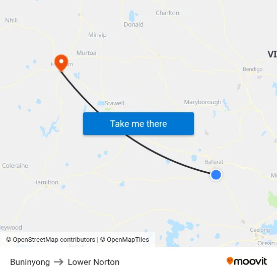 Buninyong to Lower Norton map