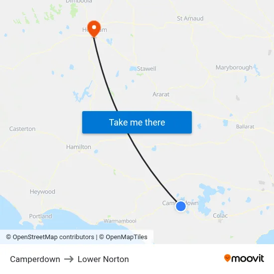 Camperdown to Lower Norton map