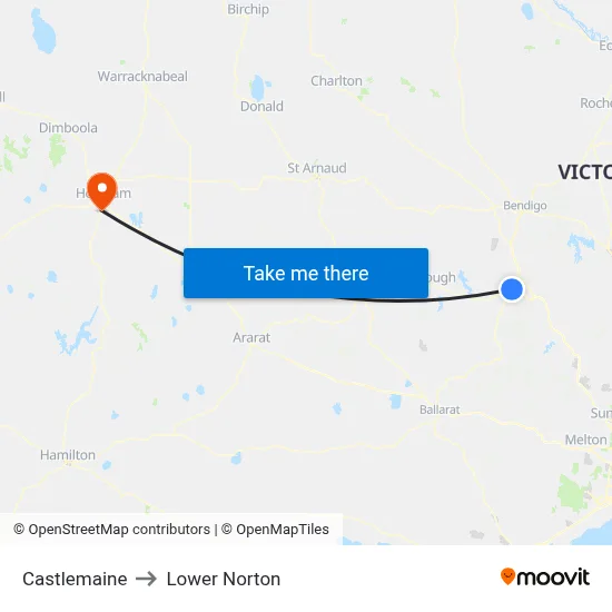 Castlemaine to Lower Norton map