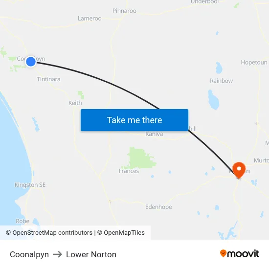 Coonalpyn to Lower Norton map
