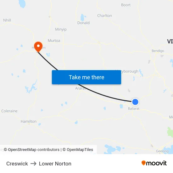 Creswick to Lower Norton map