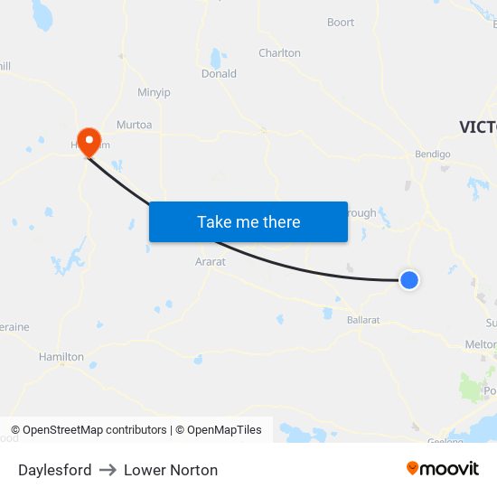 Daylesford to Lower Norton map