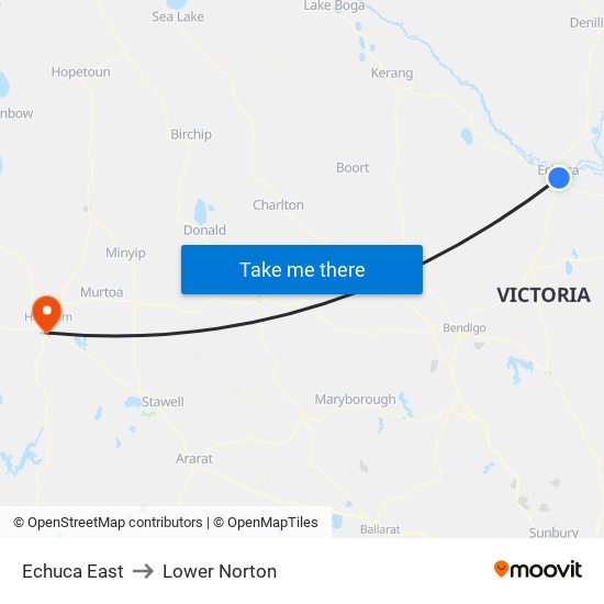 Echuca East to Lower Norton map