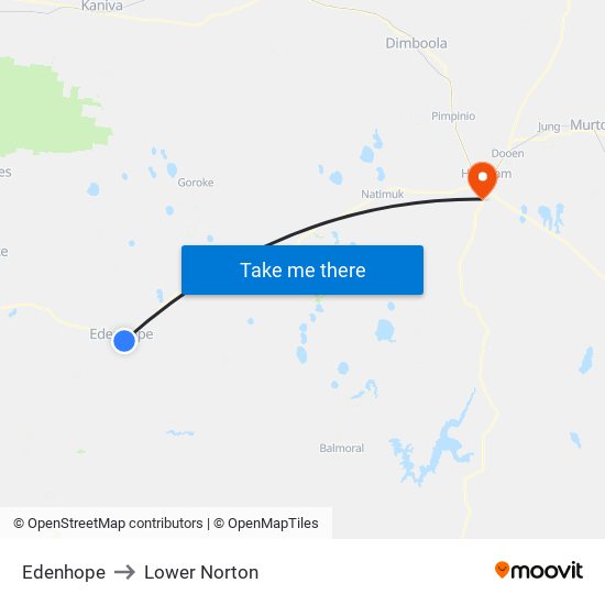 Edenhope to Lower Norton map