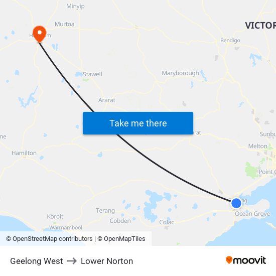 Geelong West to Lower Norton map