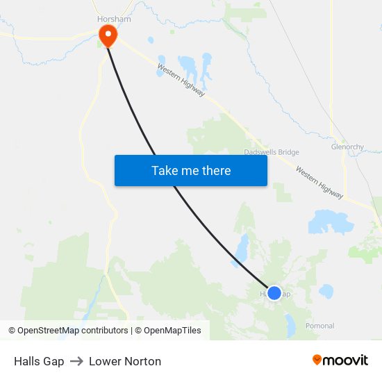 Halls Gap to Lower Norton map