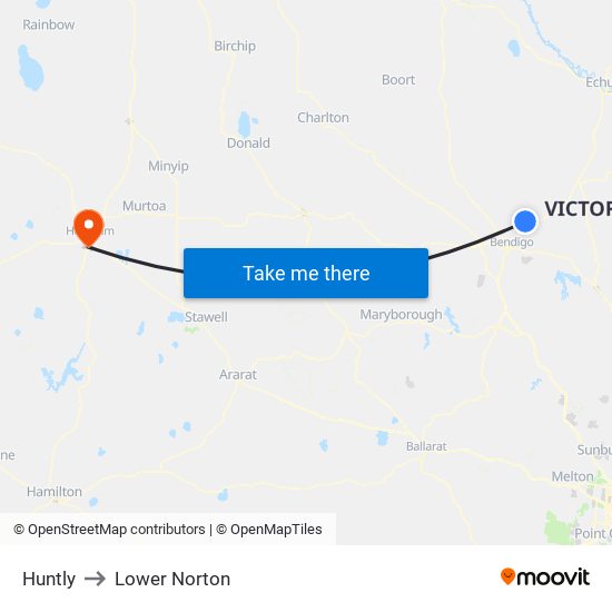 Huntly to Lower Norton map