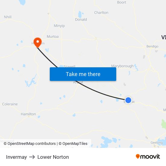 Invermay to Lower Norton map