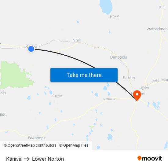 Kaniva to Lower Norton map