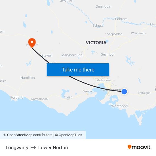 Longwarry to Lower Norton map