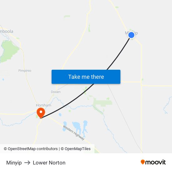 Minyip to Lower Norton map