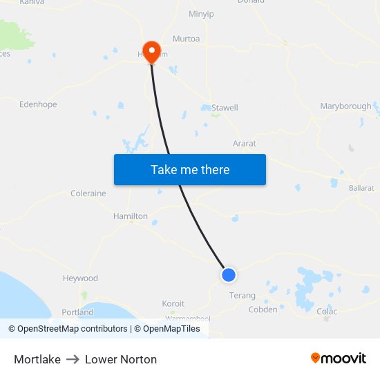 Mortlake to Lower Norton map