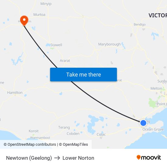 Newtown (Geelong) to Lower Norton map