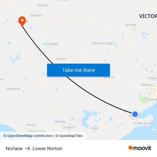 Norlane to Lower Norton map